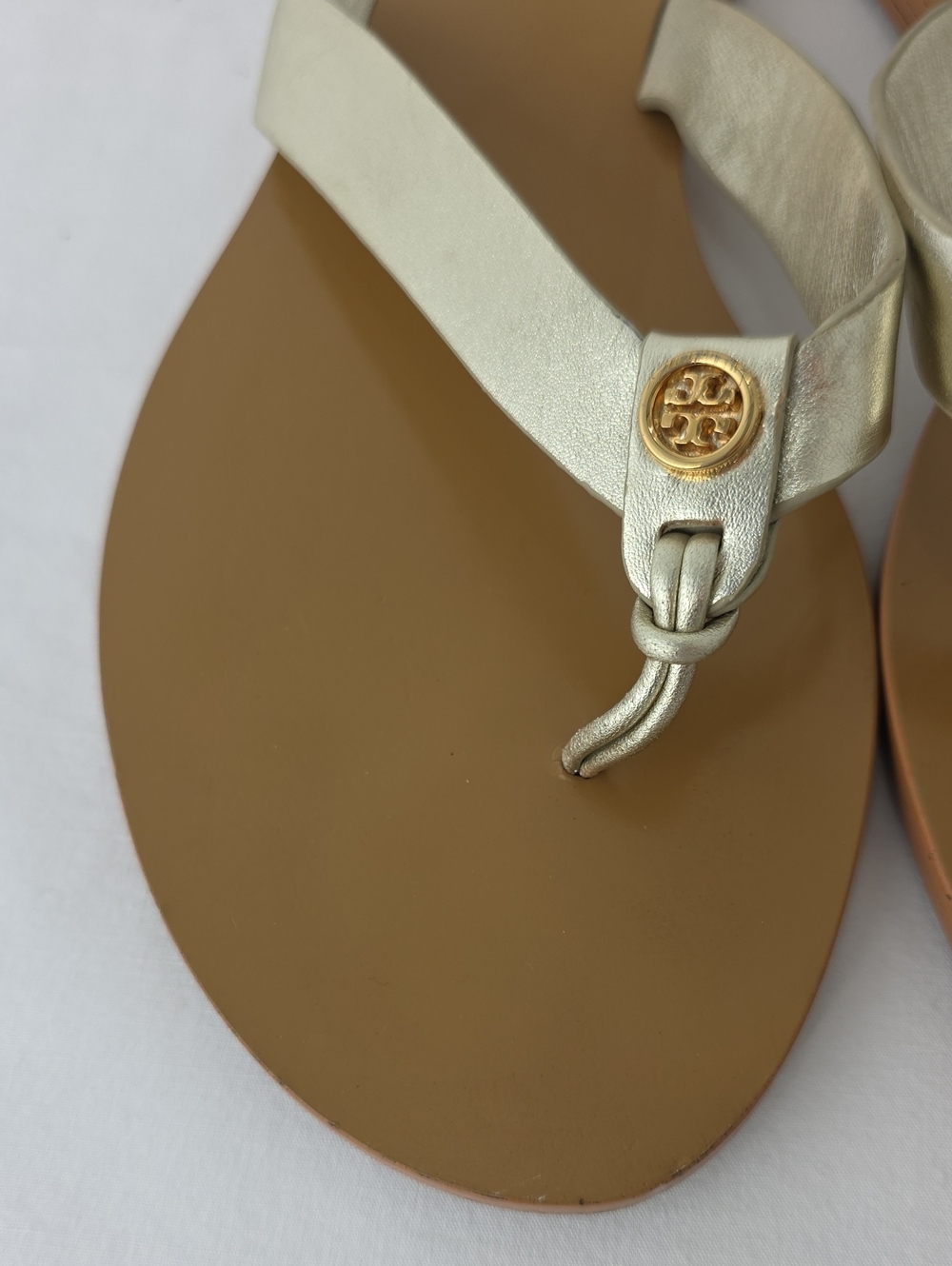 Tory Burch Manon Thong Sandal Spark Gold Size 8.5 B - Picture 5 of 12